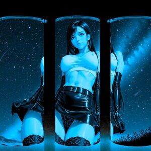 Glow in the Dark Tifa Lockhart Final Fantasy 7 Starry Night Cup Mug Tumbler 20oz